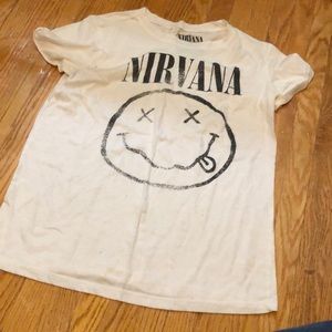White short sleeved Nirvana shirt